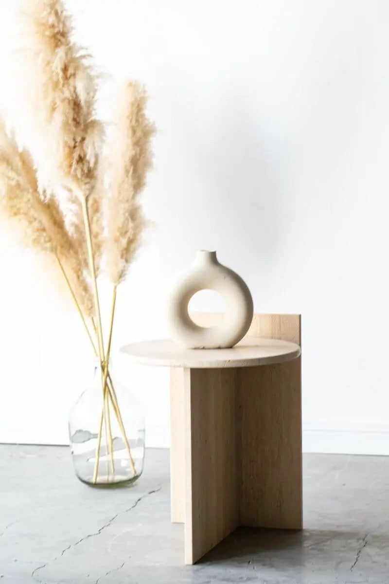 Table d'appoint ronde en travertin