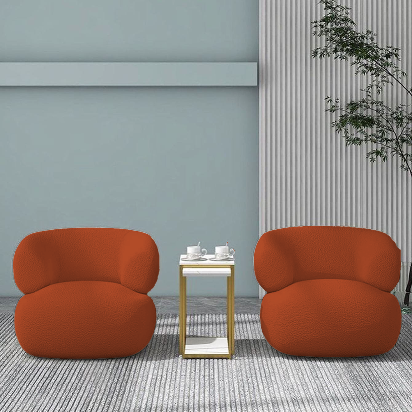 Pack PROMO 2 chaises en bouclette + Table