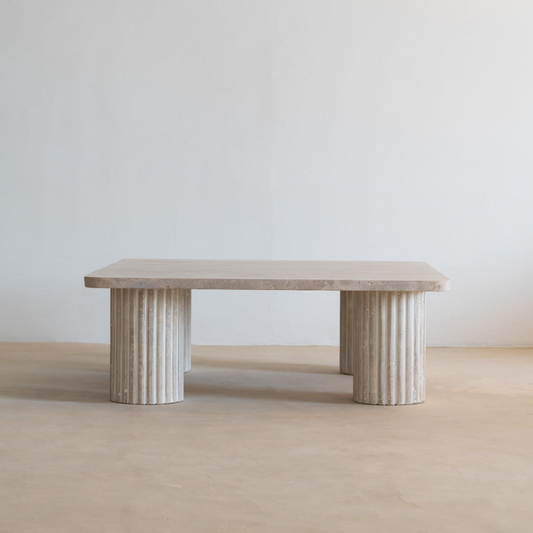 Table basse rectangulaire en travertin - Modèle Théna