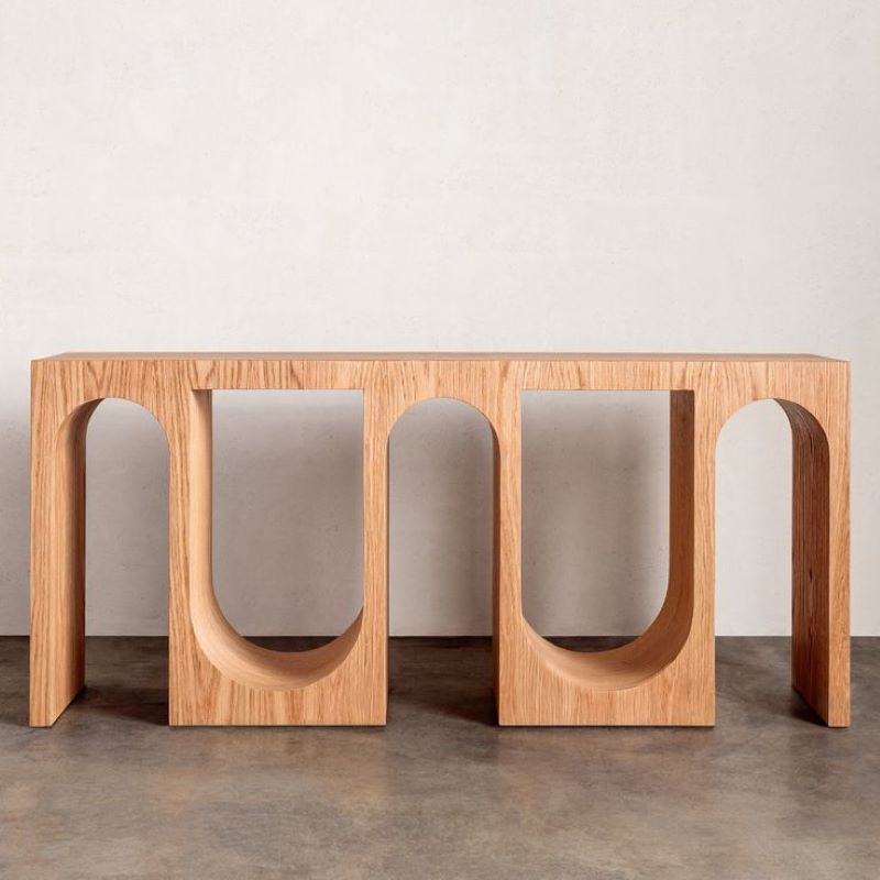 Console Minimaliste en Bois et Tadelakt