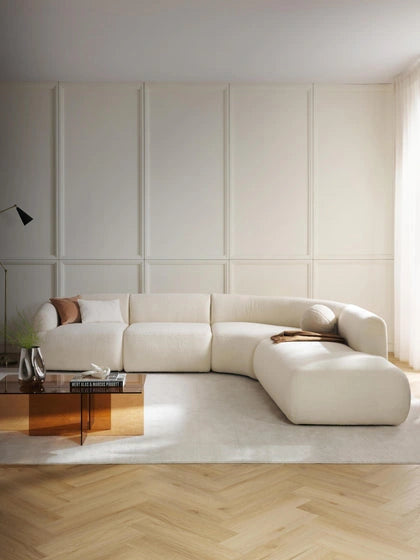 Canapé d’angle modulable en tissu peluche – Sofia