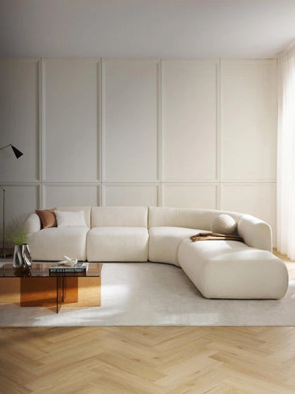 Canapé d’angle modulable en tissu peluche – Sofia