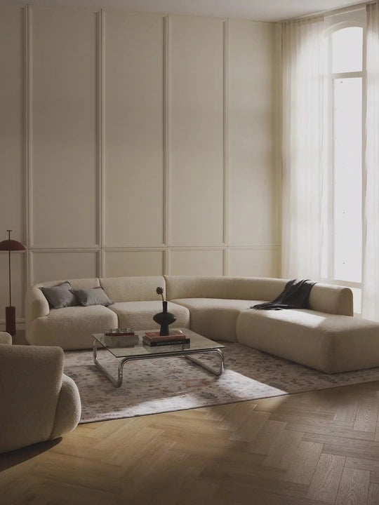 Canapé d’angle modulable en tissu peluche – Sofia