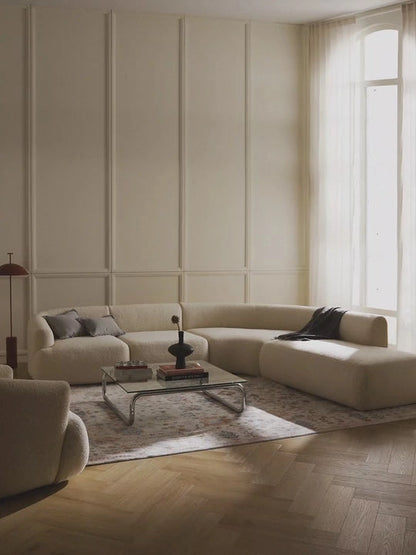 Canapé d’angle modulable en tissu peluche – Sofia