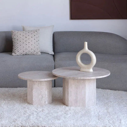 Duo de Tables Basses Callisto en Travertine