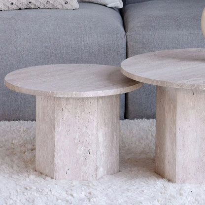 Duo de Tables Basses Callisto en Travertine