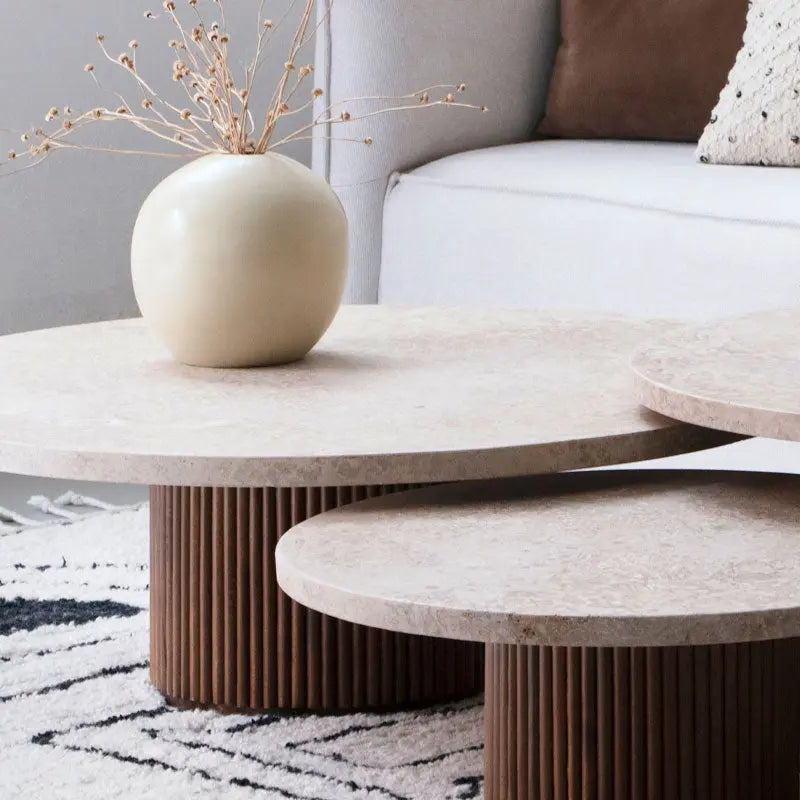 Trio de Tables Basses en Travertin