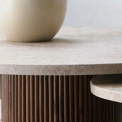 Trio de Tables Basses en Travertin