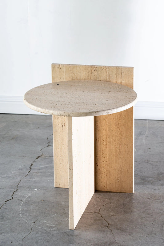 Table d'appoint ronde en travertin