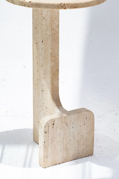 Table d'appoint ronde en travertine