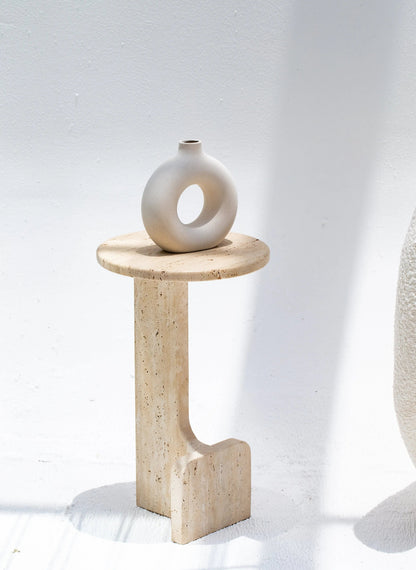 Table d'appoint ronde en travertine