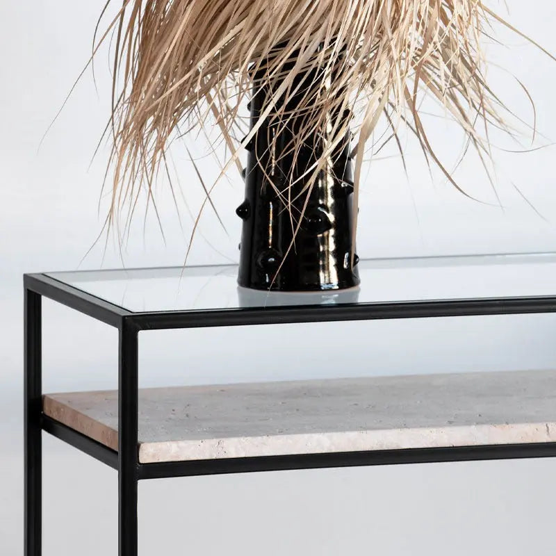 Console en Verre et Travertine