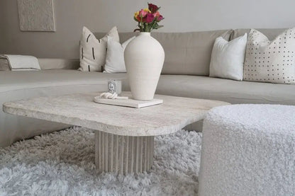 Table Basse en Travertin Ninive - Forme Organique