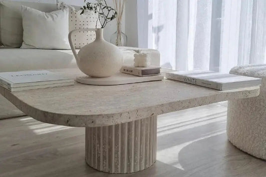 Table Basse en Travertin Ninive - Forme Organique