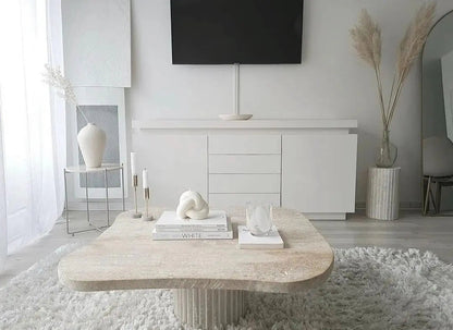 Table Basse en Travertin Ninive - Forme Organique