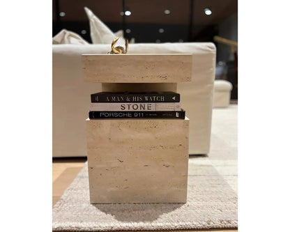 Table d'appoint en travertin Magnifis